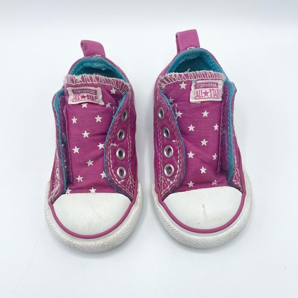 Converse Magenta Metallic Stars - Slip On Aplix Sneakers - Toddler US size 5